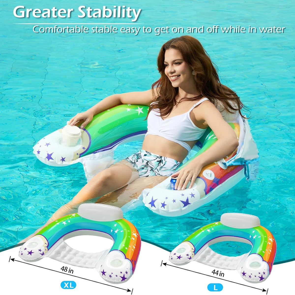 Jasonwell Pool Float with Canopy - rainbow / X-Large - image 2