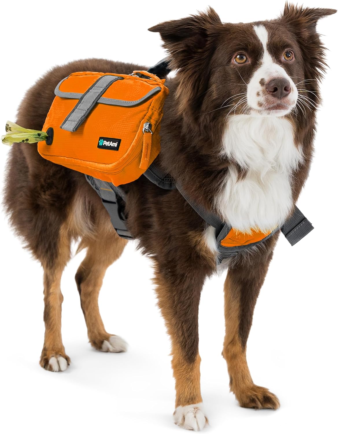 PetAmi Dog Backpack for Medium Large Dogs, Hiking Saddle Bag - Large / Orange - image 2