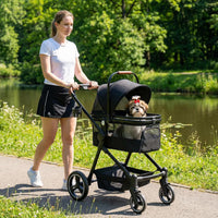 Foldable Double Pet Stroller for 2 Small Medium Cats Dogs – Essentials for Cats - Black / Single - image 2