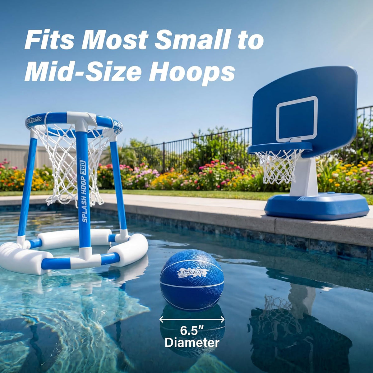 GoSports 6.5 inch inflatable pool basketballs, 3 pack with pump - view 4