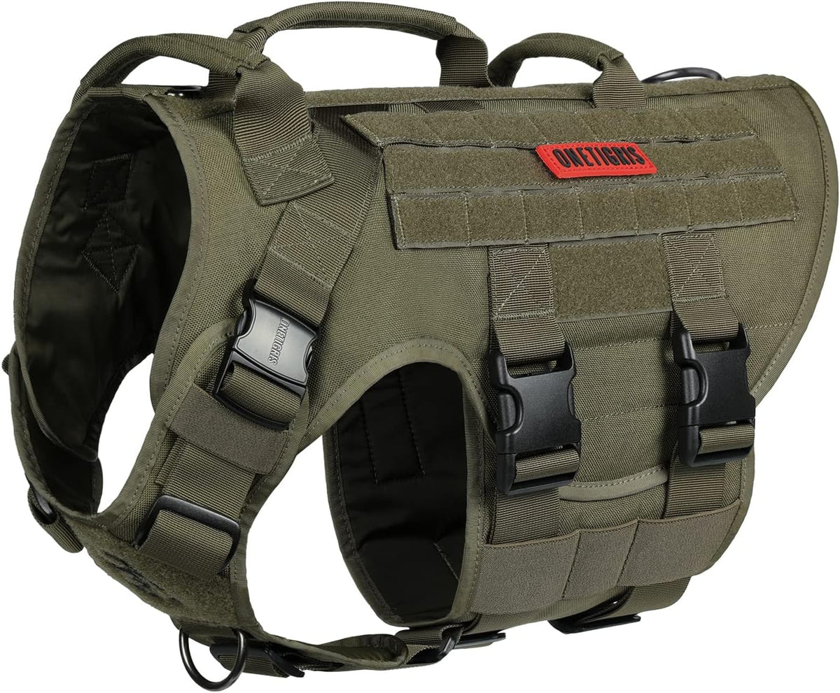 OneTigris Large Tactical Dog Harness No Pull Handle XL Black – Essentials for Dogs - Small / Green