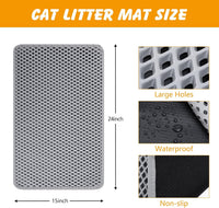 Double Layer Cat Litter Mat, Waterproof Non-Slip - grey / 24x15 inch - image 3