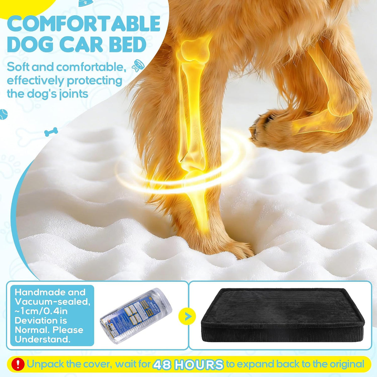 Dog Car Bed, Non-Slip Backseat Extender Pet Mat 50"x24.6"x2" – Essentials for Dogs - XL（56"Lx28.7"M×4"H) / Black - image 2