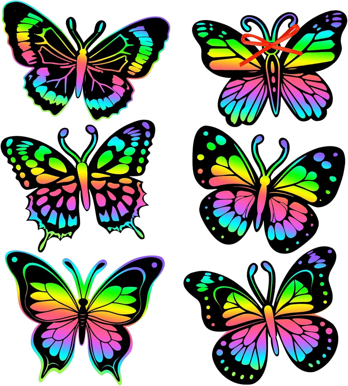JULMELON 36 PCS Butterfly Scratch Cards, Rainbow Scratch Paper – Fun for Kids & Family - Butterfly