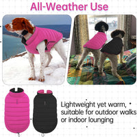 Lelepet Reversible Dog Coat Windproof Dog Jacket Lightweight Puffer - 3X Large / Rose Red - image 2