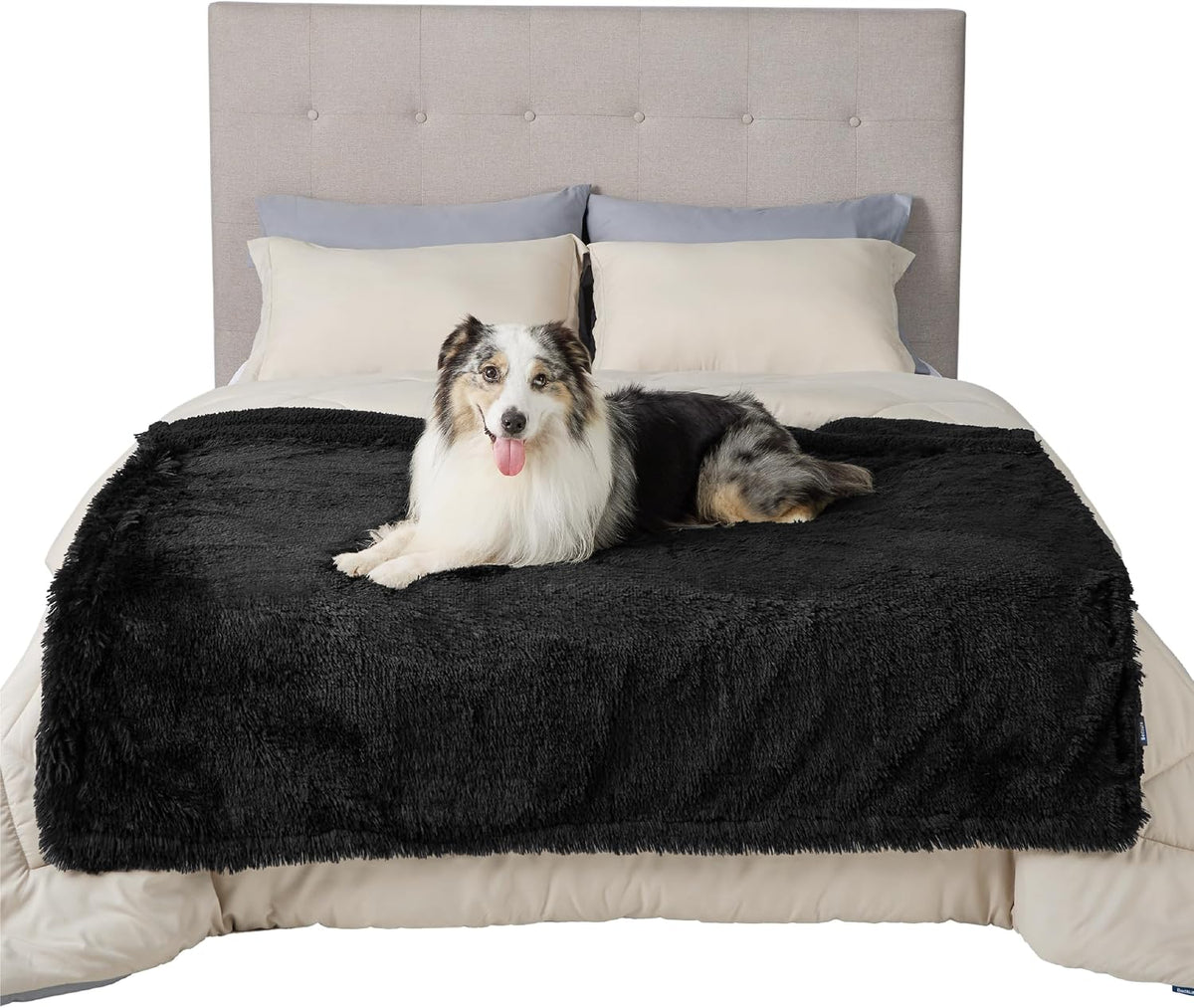 Bedsure Waterproof Dog Blankets for Large Dogs, Fluffy Faux Fur - Black / XL(50x60") - image 4