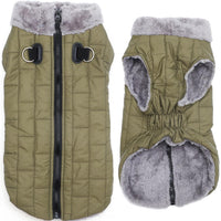 Fleece Dog Jacket for Small Dogs, Puppy Coat with Harness - Green / Medium