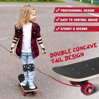 Honoson kids skateboard set with dinosaur print maple deck and black knee pads, elbow pads and wrist - view 40