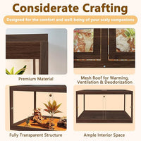 PROLEE Bearded Dragon Tank,27 Gallon Reptile Tank with Meatl Mesh Roof and Front Sliding Door, Anti-Scratch Lizard Tank,Spacious Reptile Enclosure for Snakes,Lguanas, Chameleons(Walnut)