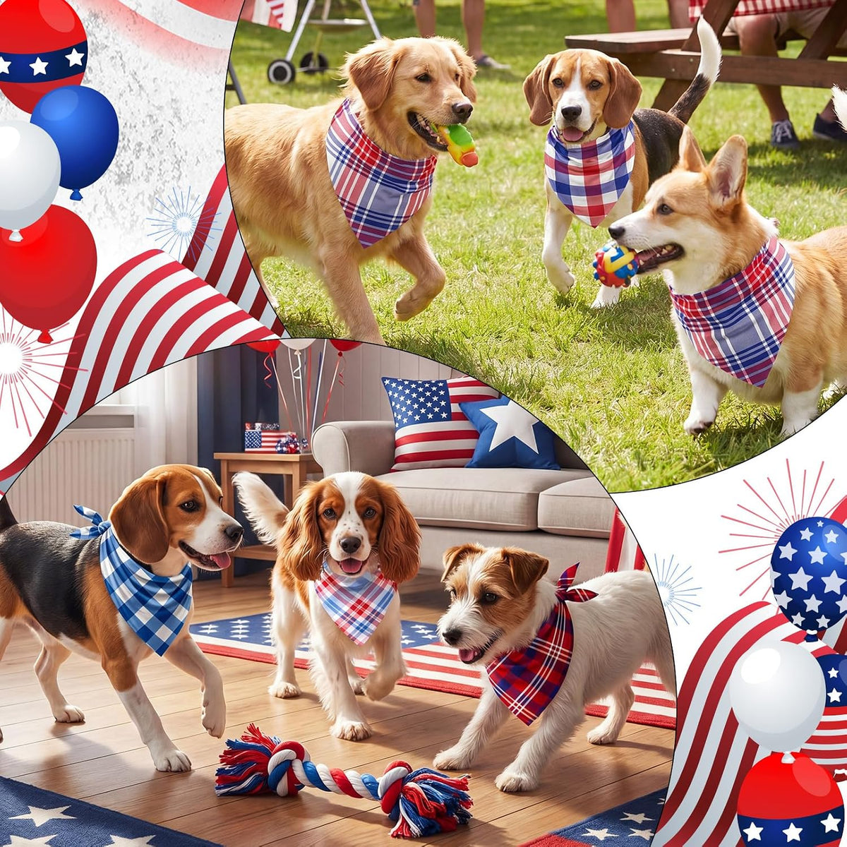 Abbylike 100 Pcs Fall Thanksgiving Dog Bandanas Bulk - Patriotic Plaid / 25.6 x 17.7 x 17.7 Inch - image 4