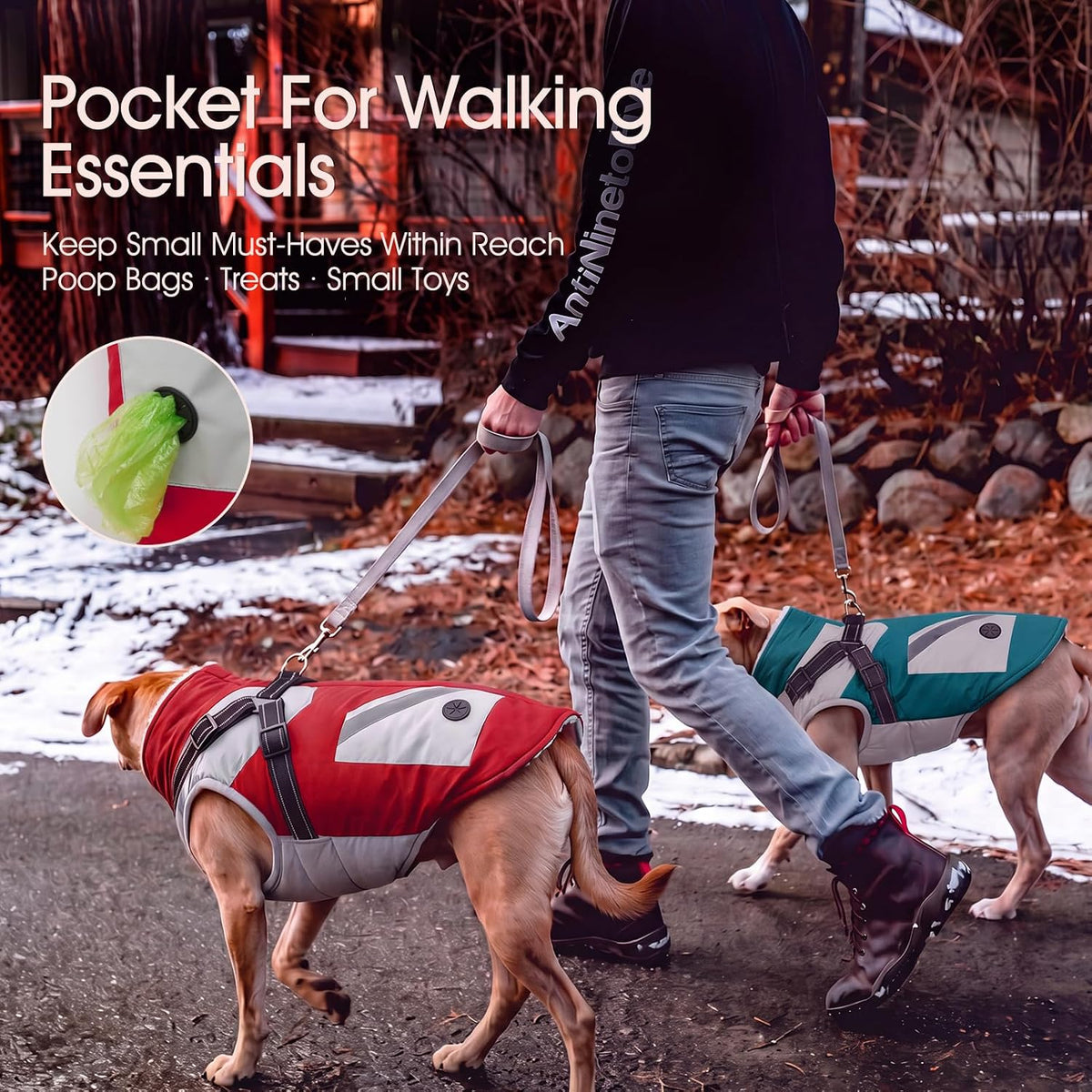 Dog Winter Coat with Harness Built in - XXX-Large(Chest:41.34 in) / Turquoise Green - image 4