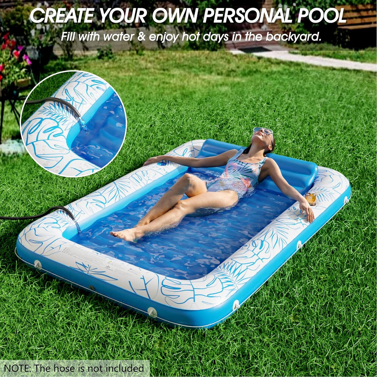 Inflatable Tanning Pool Lounger Float - Blue / X-Large - image 2