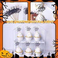 Rsstarxi 24 Pack Ghost Baby Boo Cupcake Toppers Glitter Spooky Little - Design 9 Black - image 3