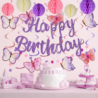 YEOCU Birthday Decorations - Purple / Butterfly - image 3