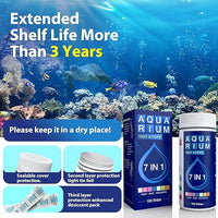 Aquarium Test Strips 7 in 1 for Freshwater 100 Strips Fish Tank Water Testing Kit for Aquarium Pond -Testing Nitrate Nitrite Hardness Chlorine pH Carbonate Alkalinity Accurate