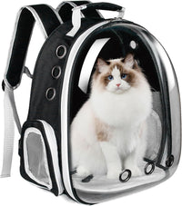 Cat Backpack, Airline Approved Bubble Carrying Bag for Small Medium Dogs Cats, Space Capsule Pet - Black