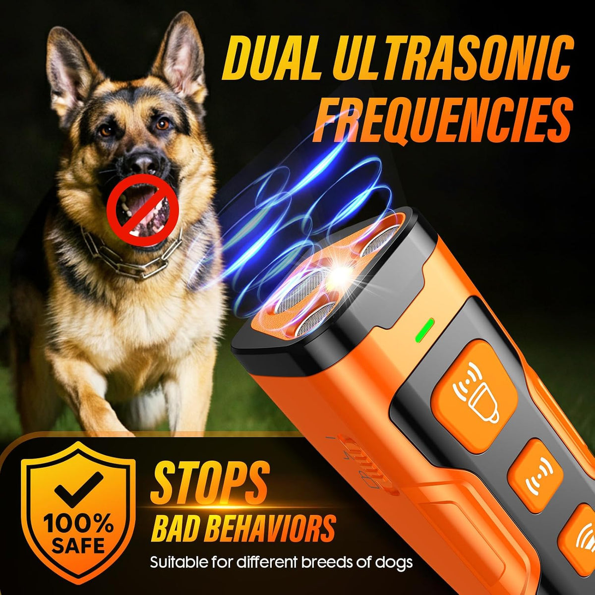 Dog Bark Deterrent Device, 3X Ultrasonic Anti Barking Devices – Essentials for Dogs - Orange - image 4