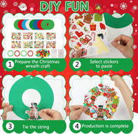 Hollowfly Thanksgiving paper wreath craft kits with gem stickers, ribbons and wool balls - view 16