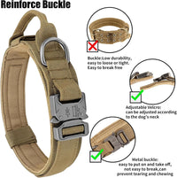 Tactical Dog Collar - Dog Collar with Control Handle for Medium Large Dogs – Essentials for Dogs - Brown / L - image 3
