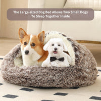 Hooded Donut Dog Bed – Essentials for Dogs - Gradual brown / Medium 23.6'' - image 3