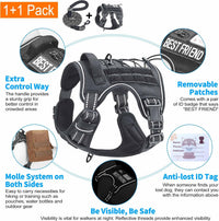 Beebiepet Tactical No Pull Dog Harness with Leash - Black / Medium - image 4