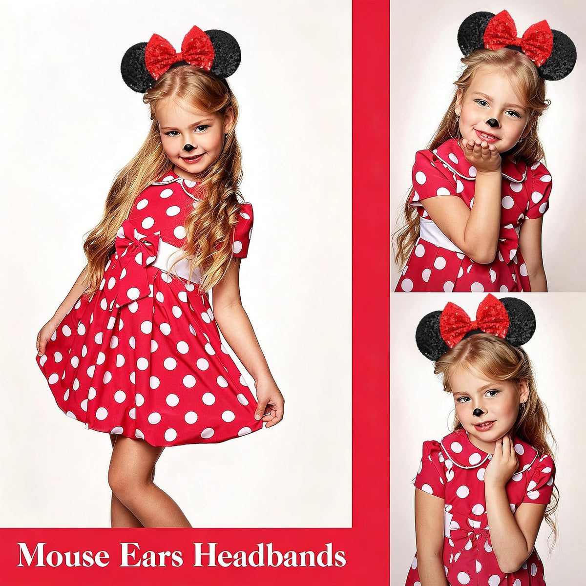 ETLUK Mouse Ears Headband - Red Bow - image 2
