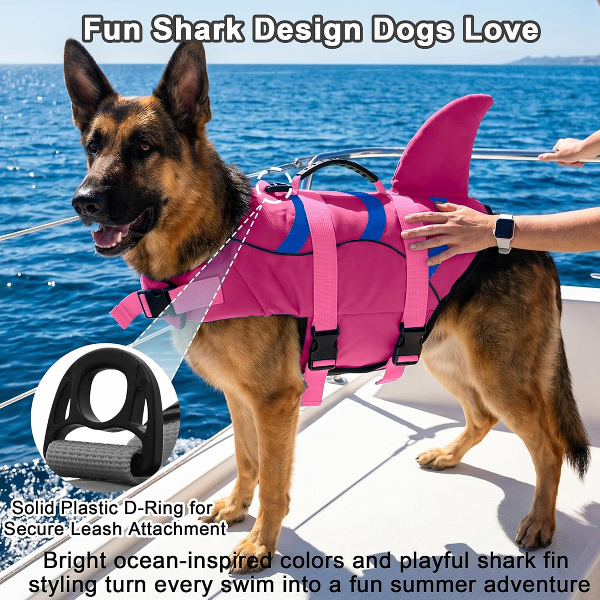 Fragralley Shark Dog Life Jacket - X-large / Pink-Wave Shark - image 3