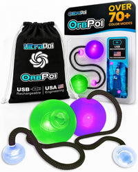 UltraPoi OrbPoi LED poi balls set with silicone knob handles, leashes and storage bag - view 2