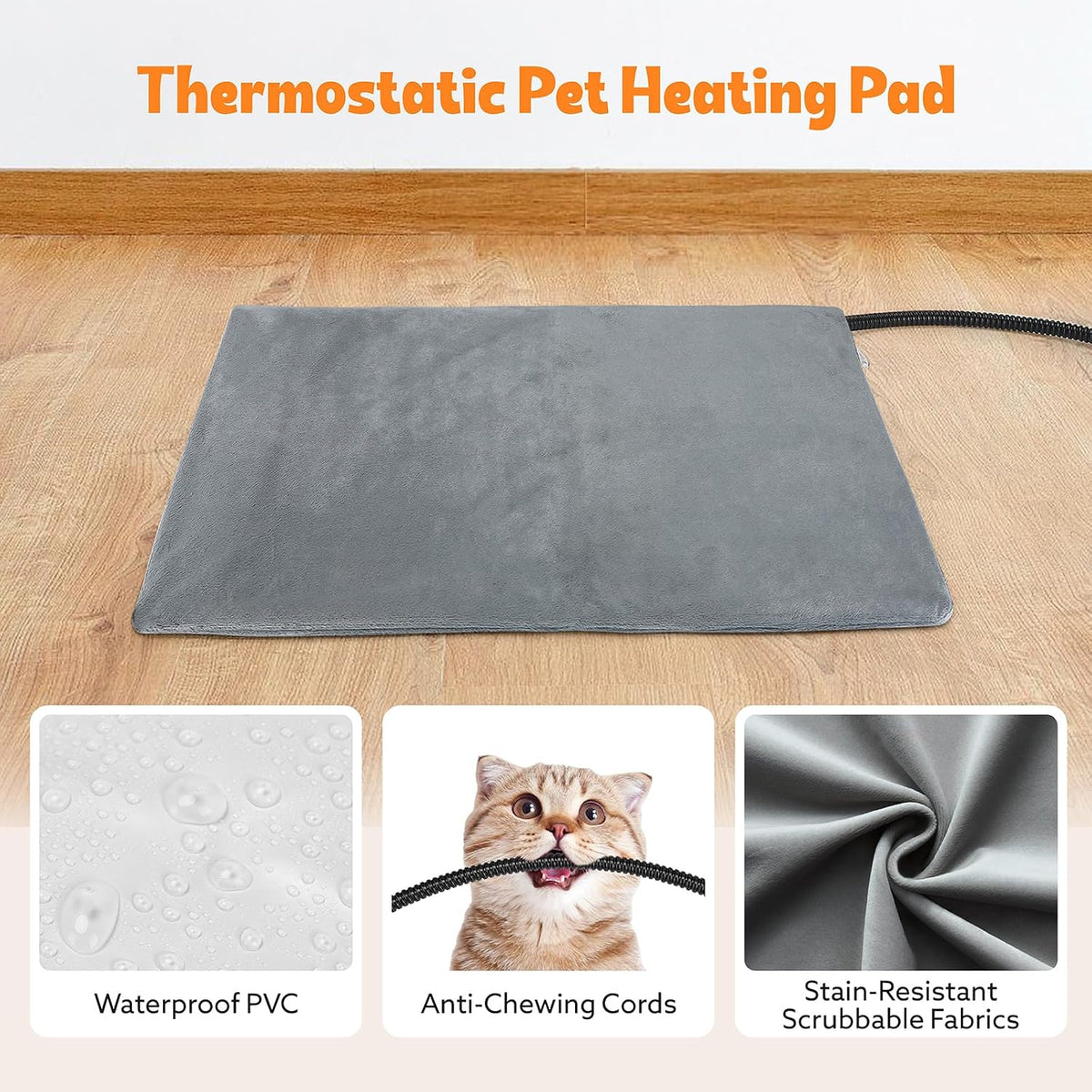 Heated Cat House for Indoor, Large Cat Bed with Heating Pad - Dark Gray / 16.5 x 16.5 x 13 " - image 4