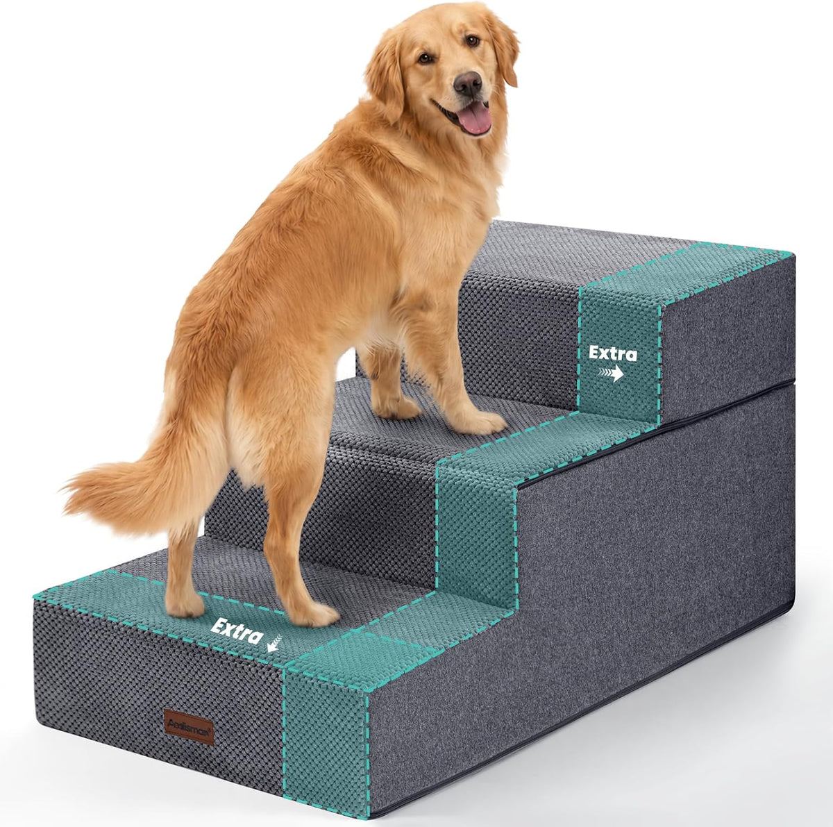 Dog Stairs for Large Dogs 18" H - Grey / 3-Step 18" H