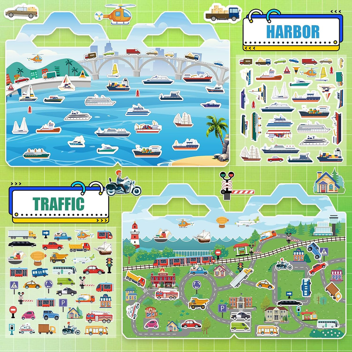 Cosomia 6 reusable puffy sticker books with princess, mermaid and garden themes - view 11