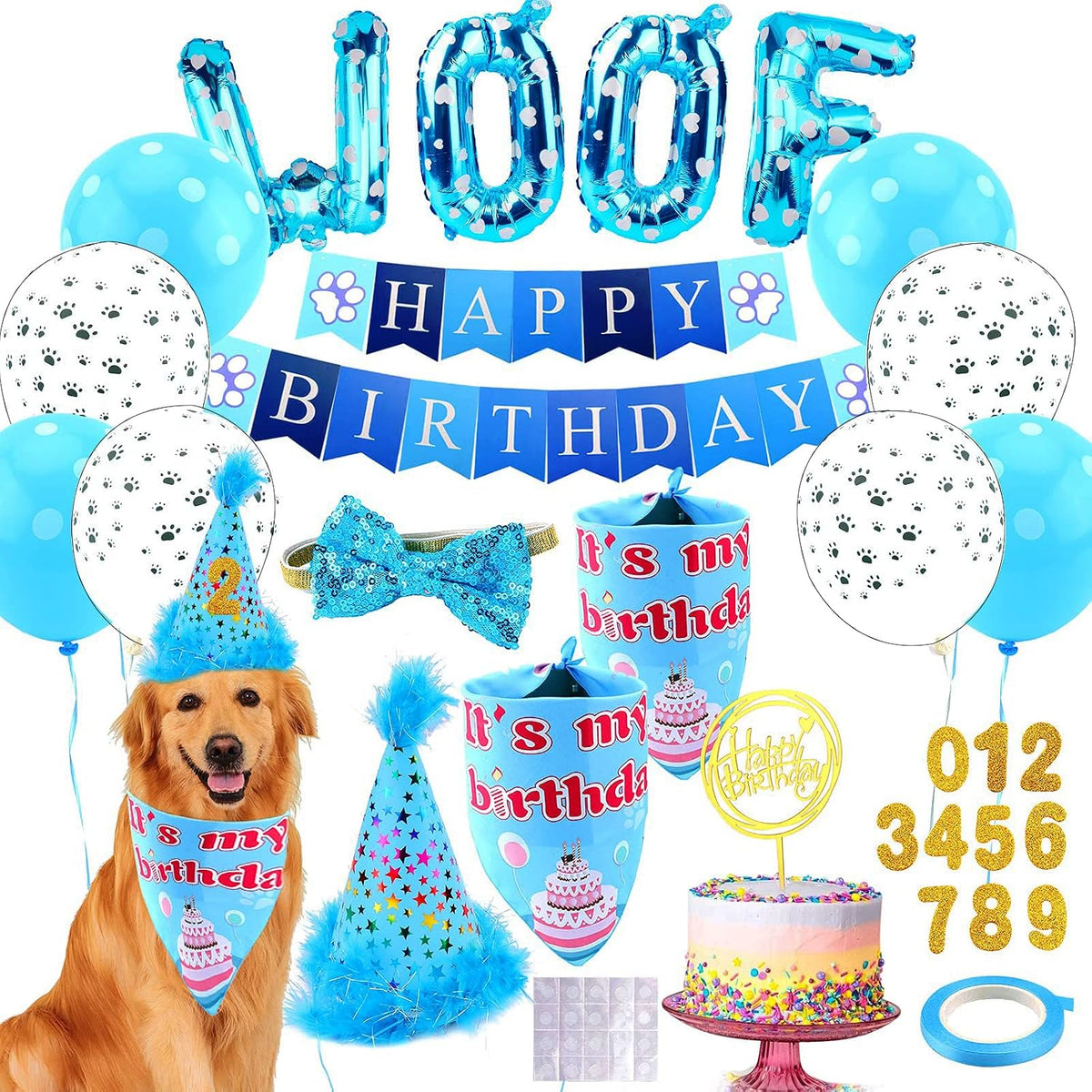AROIC Dog Birthday Party Supplies - Blue