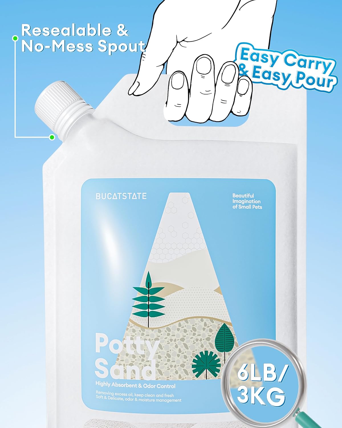 BUCATSTATE Hamster Bath Sand with Pour Spout - 6.6LB / Zeolite Sand - image 2