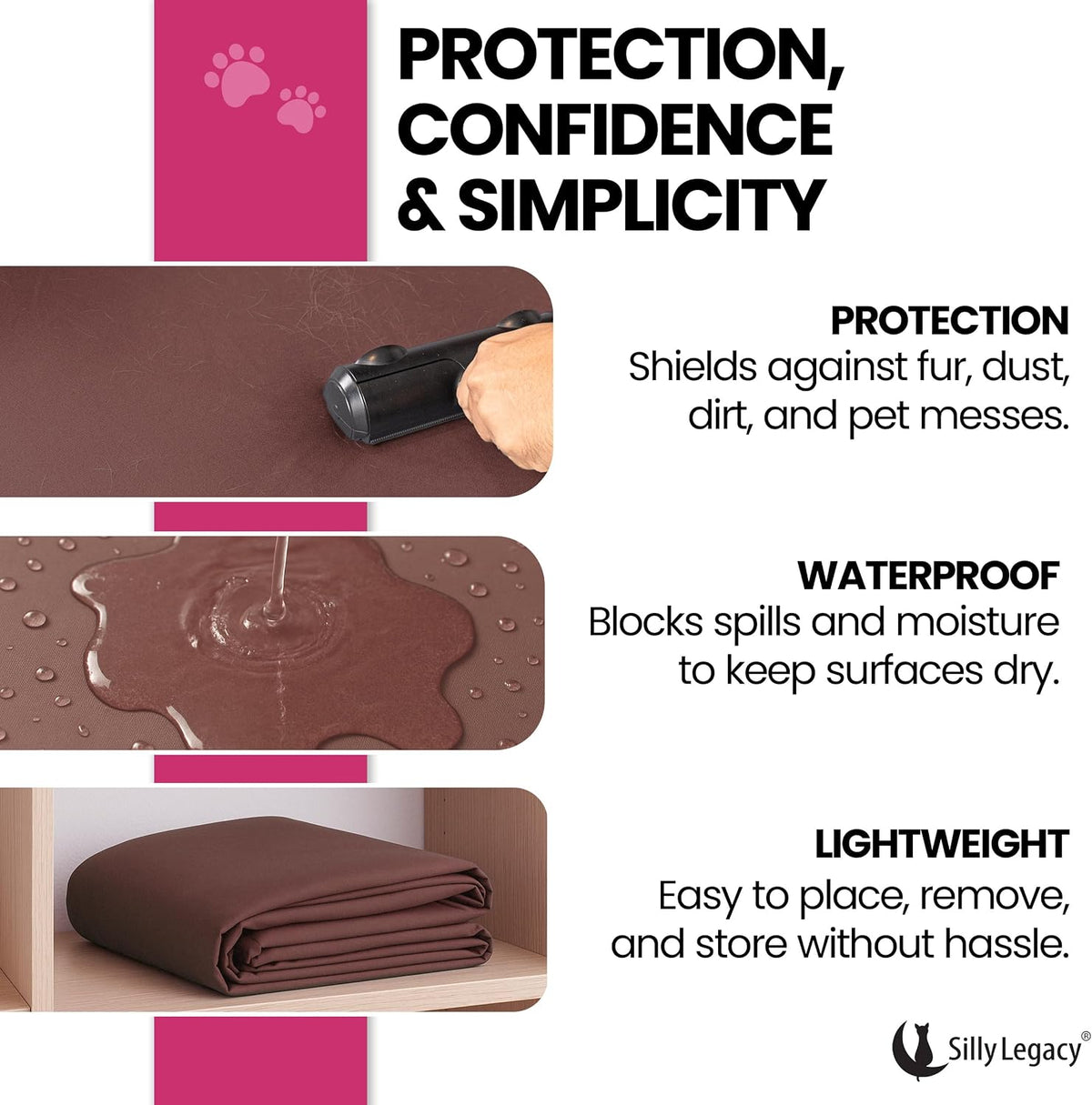 Thin Reversible Waterproof Protective Bed Cover, for Pets - King 96 x 100 inch / Brown - image 4