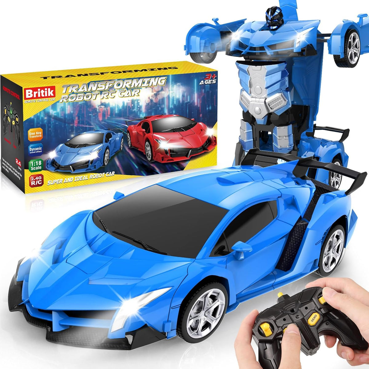Transform Remote Control Car Toys for Boys 4-6 - Blue