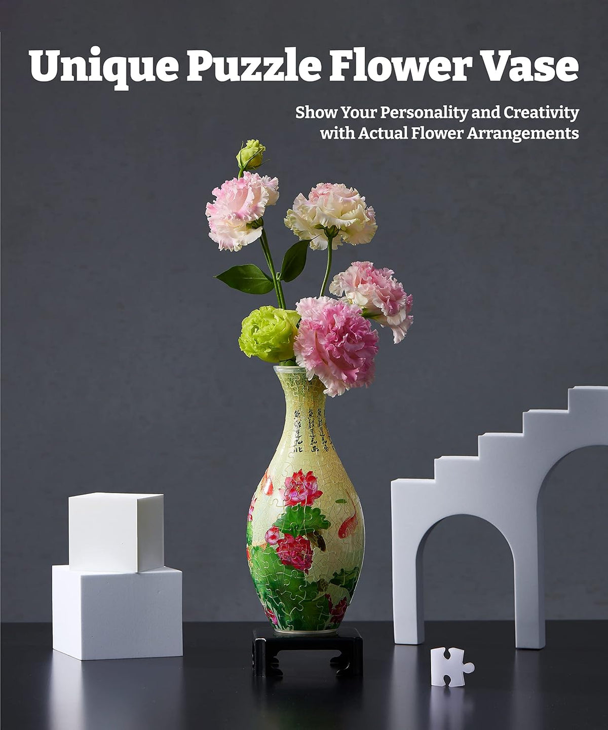 Pintoo Unique 3D Puzzle Vase for Adults - Carp With Lotus / 160 - image 2