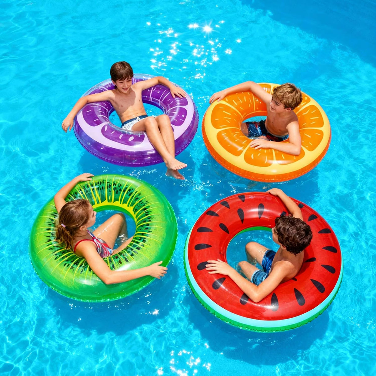 FindUWill Pool Floats Kids, Pool Swim Tubes Rings - 01Fruit -Watermelon/Orange/Violet grapefruit/Kiwi - image 2