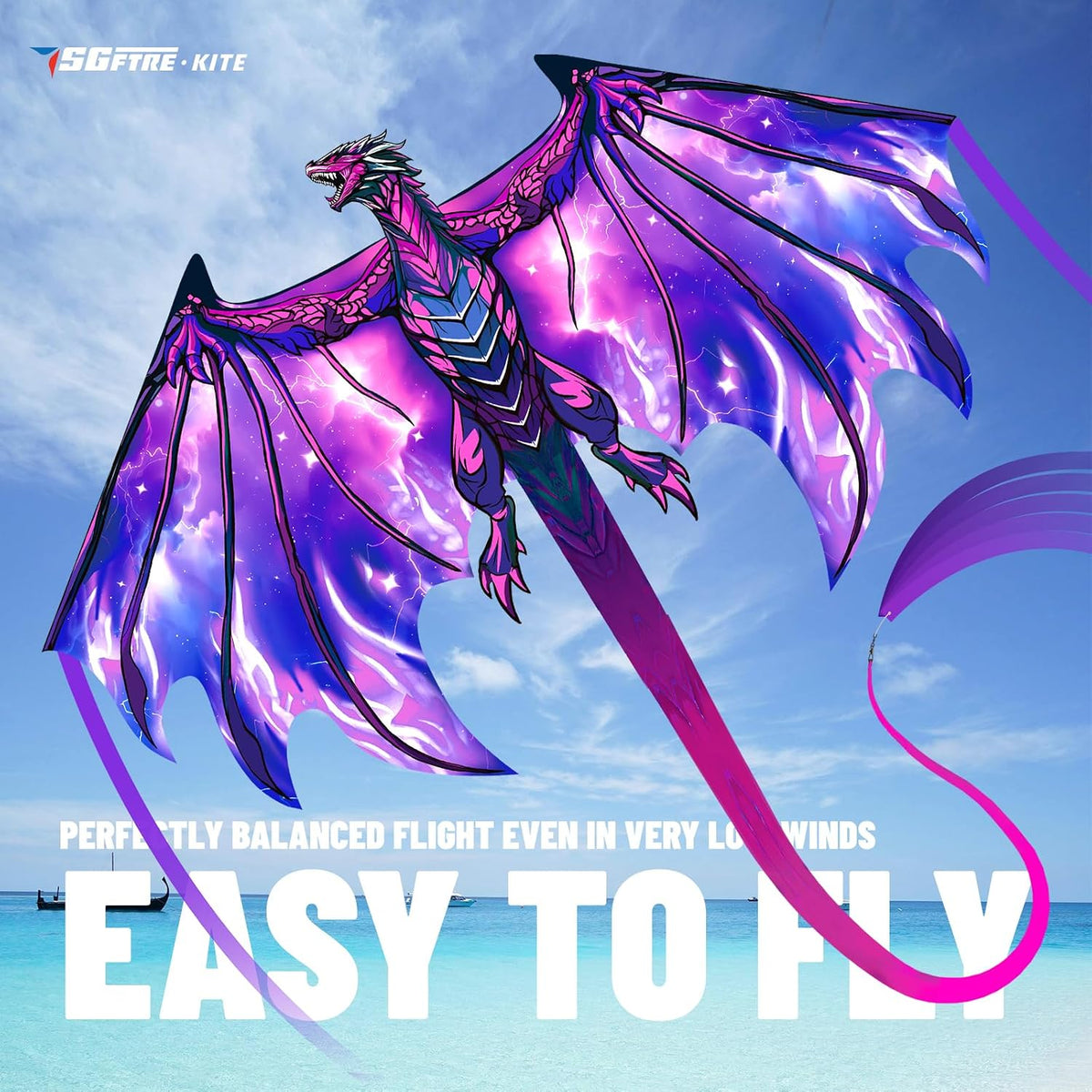 SGftre Complete Kite with Handle, Line & Accessories - 1 / Speed Dragon Purple - image 2