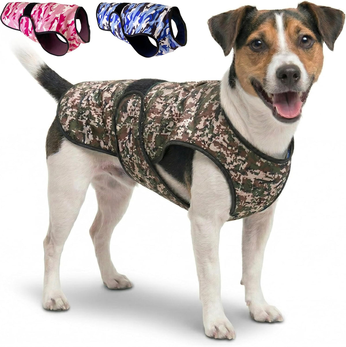 Dog Cooling Vest, 2-Layer Microfiber Cooling Jacket, Blue, L – Essentials for Dogs - Green Camo / Small (Pack of 1)