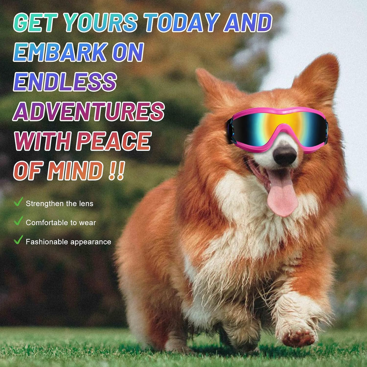 Dog Sunglasses Dog Goggles - Pink - Pack of 2 - image 3
