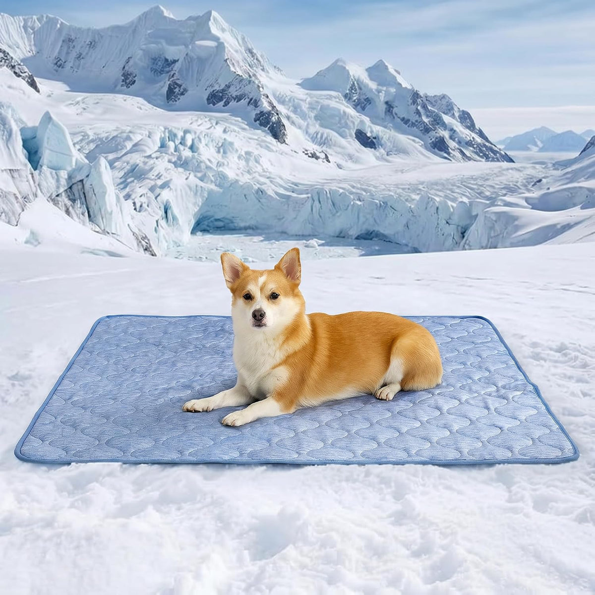 Cozy Bliss Leakproof Cooling Blanket for Large Dogs, Q-Max 0.5 - Heather Haze Blue / 25*35