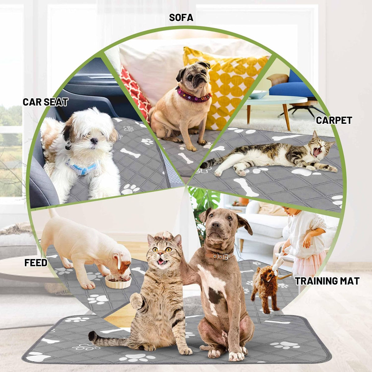 PatiencET Self Warming Cat Bed for Indoor Cats 18'' x 24'' - Bone&paw / 18*24-4Pack - image 3