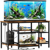 5-10 Gallon Fish Tank Stand with Storage Shelves - Rustic Brown / 55-75 Gallon-3 Tier