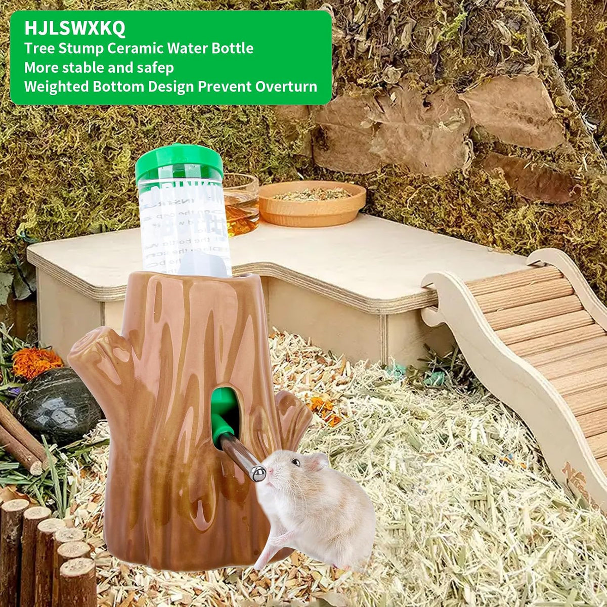 Ceramic Hamster Water Bottle 125ml with Stand，Small Animal Waterer – Essentials for Small Pets - image 2
