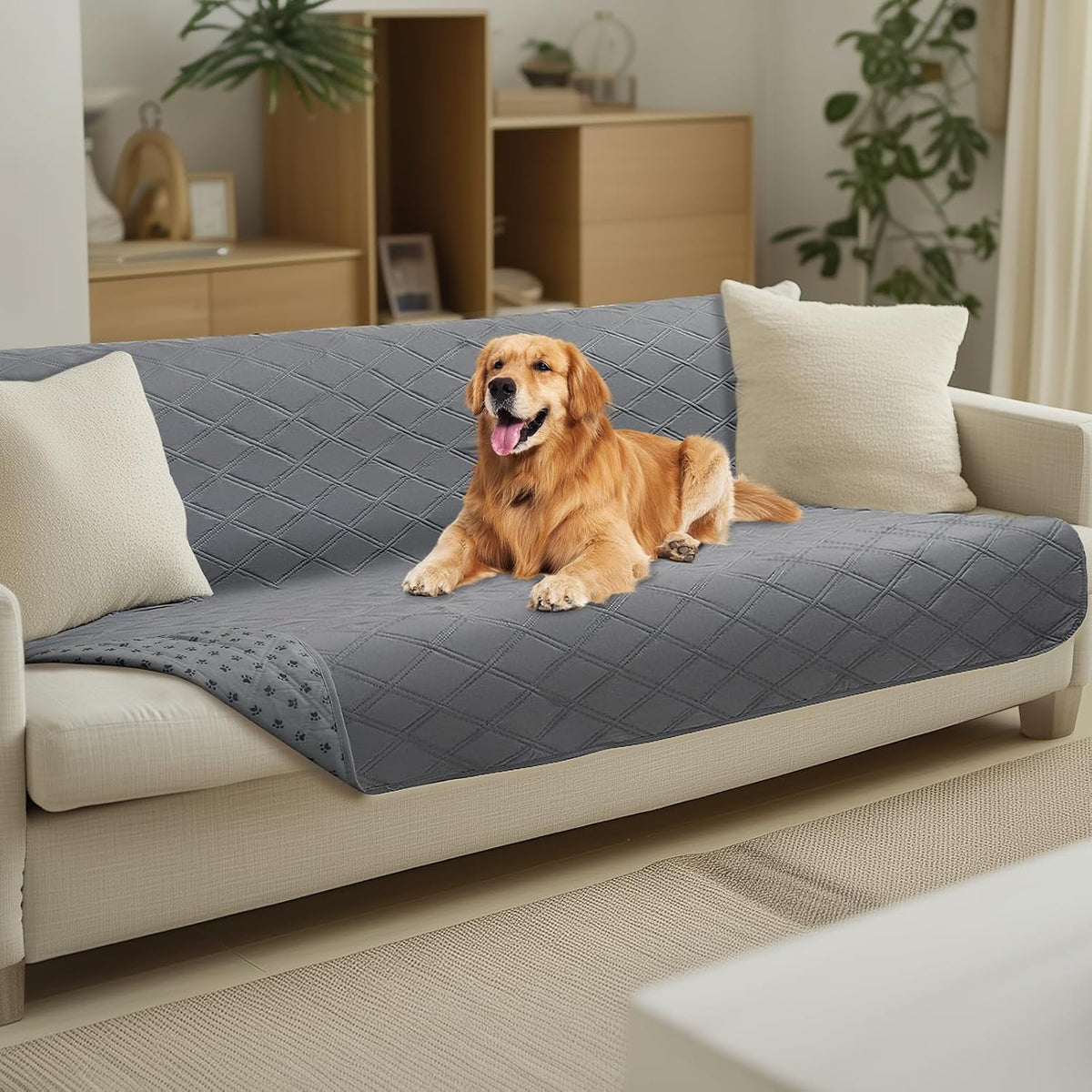 Luciphia Waterproof Couch Cover for Dogs - Light Grey / 52" x 82"