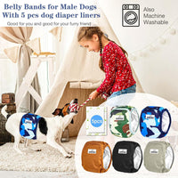 Belly Bands for Male Dogs 5 Pack Washable Dog Diapers Reusable Male - Large - image 3