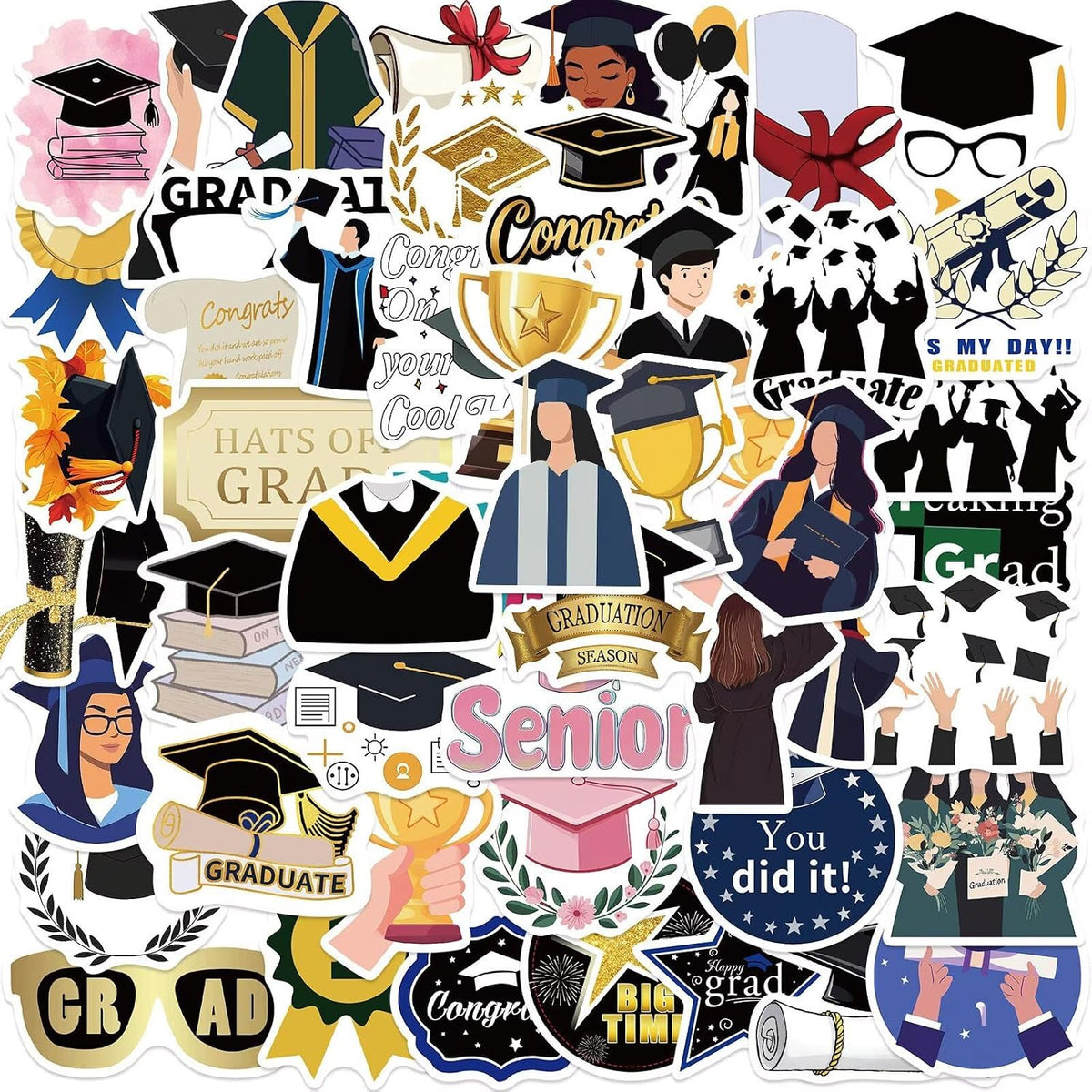 100PCS Vintage Christmas Stickers - Graduation Stickers