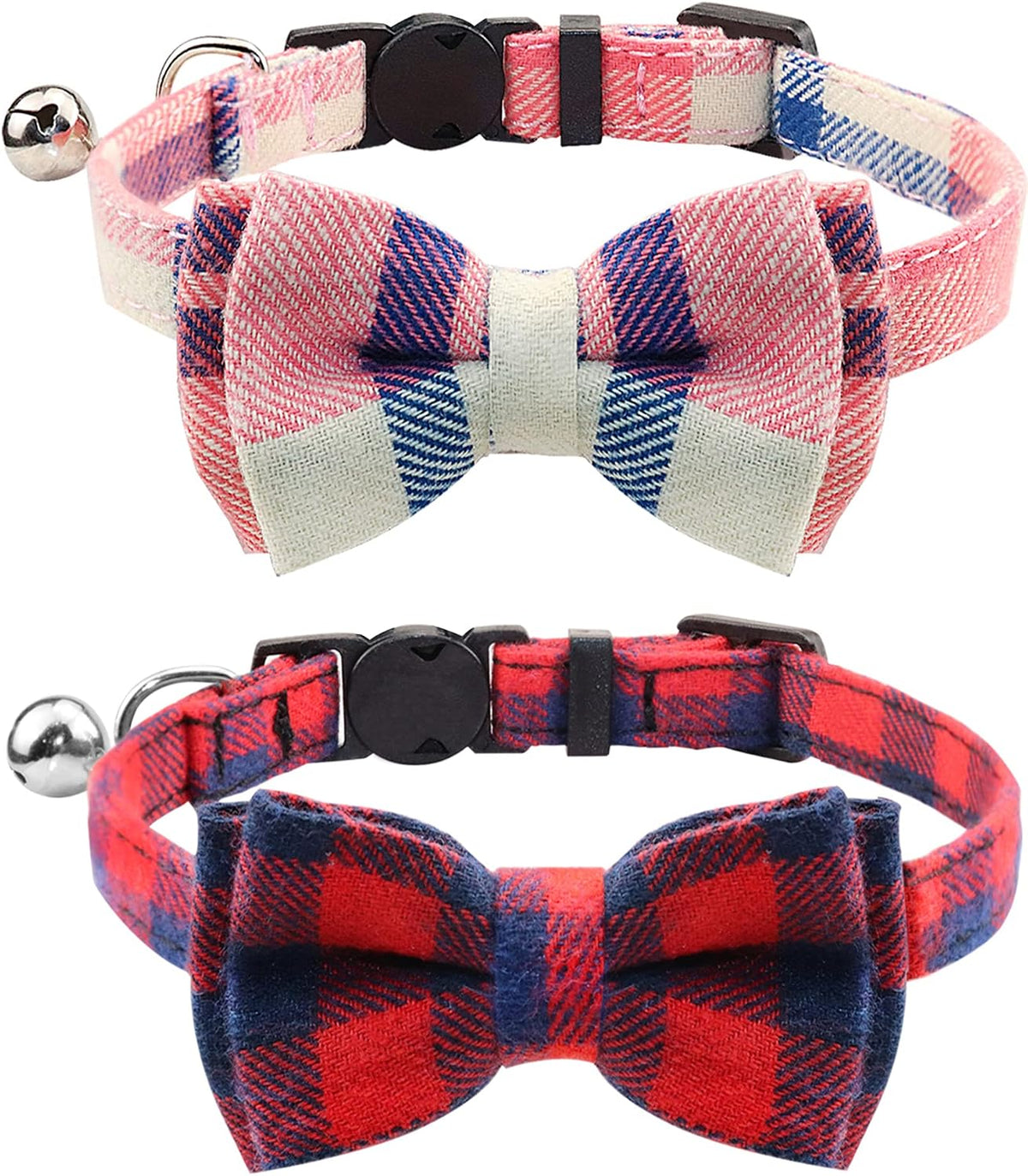 Joytale Upgraded Cat Collar with Bells - 7-11'' (pack of 2) / Pink / Red