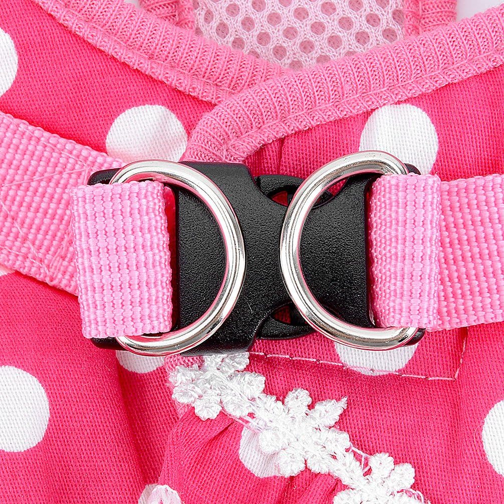 No Pull Polka Dot Small Dog Puppy Cat Harness with Crown - Pink / M (chest 13.4",fit 5-7 lbs) - image 4