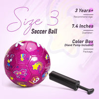 ZOOJOY size 3 kids soccer ball with pink unicorn glitter design - view 18